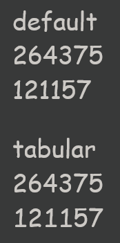 two six-digit numbers, one on top of the other. by default they don’t have the same visual length and don’t align in columns, but with tabular numbers on they do both of those things.